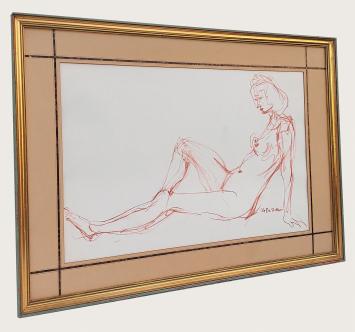 Wascotekening, naakte dame