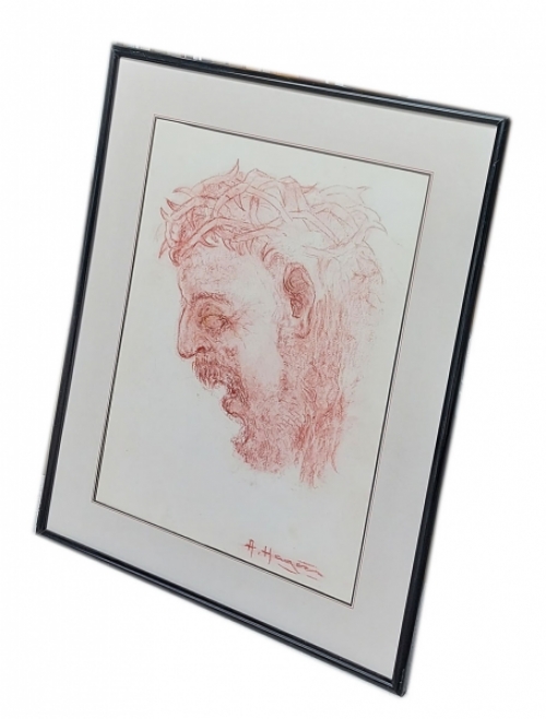 Pasteltekening, Man met doornenkroon