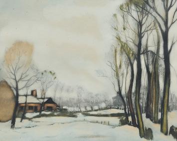 De Brusselse kunstenaar Roger Hebbelinck met een litho