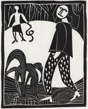 Linocut uit Le poète assassiné; Amour