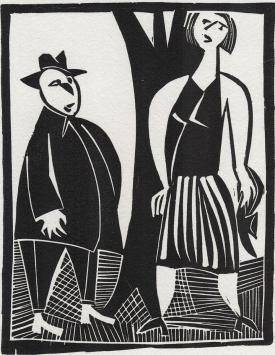 Linocut uit Le poète assassiné; Mode