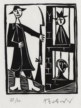 Gelimiteerde linosnede uit 2001 van P. Alechinsky