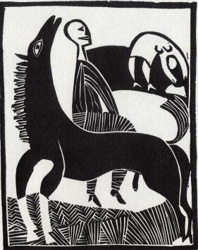 Linocut uit Le poète assassiné, Pédagogie