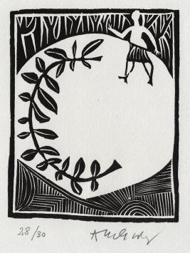 Gelimiteerde linosnede uit 2001 van P. Alechinsky