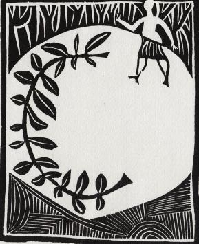 Linocut uit Le poète assassiné, Voyage