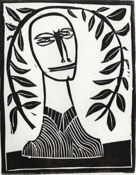 Linocut uit Le poète assassiné
