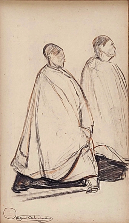 Alfred Delaunois  met een tekening