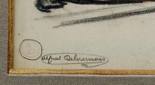 Alfred Delaunois  met een tekening van twee nonnen