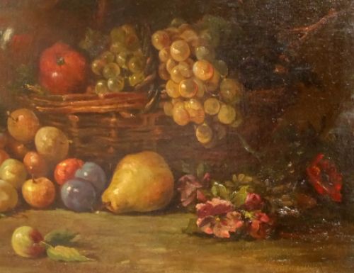 Stilleven Fruit en bloemen 1892