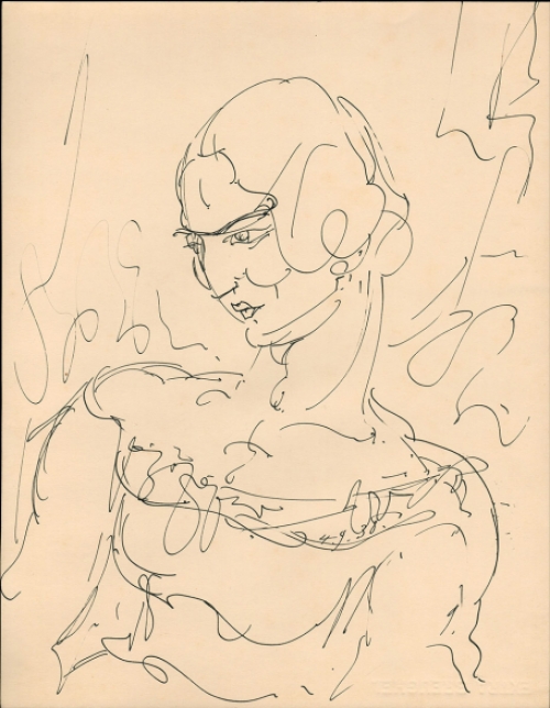 Tekening op papier van de Mechelse kunstenaar Alfred Ost