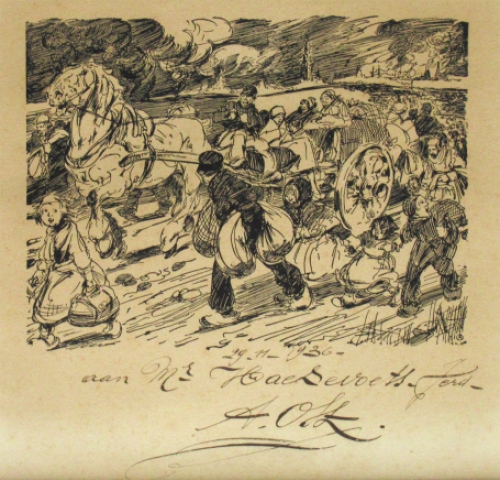 Prent van Alfred Ost, Oorlogsvluchtelingen