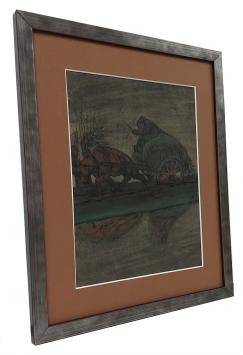 Noeste arbeid, man met paard en kar 1928