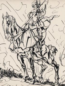 Originele tekening, ridder te paard van Alfred Ost kopen