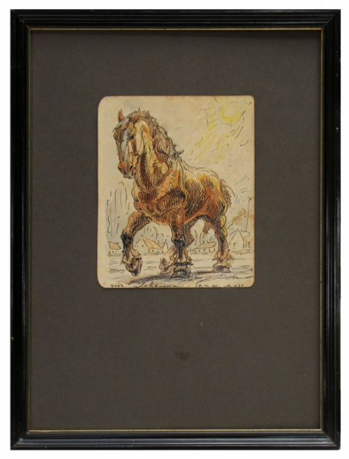 Tekening van Alfred Ost met waterverf