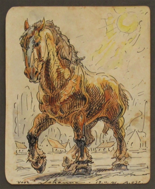 Originele tekening van de Mechelse kunstenaar Alfred Ost uit 1941