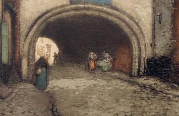 doorgang onder het Vleeshuis van de Burchtgracht naar de Palingbrug