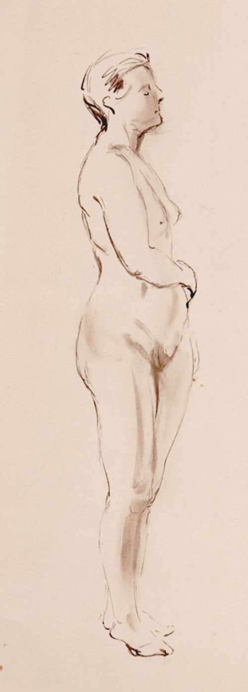 Pentekening van de Belgische kunstenares Alice Keelhoff uit 1956