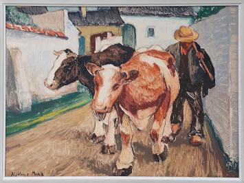 Schilderij, gouache van Alphonse Mora