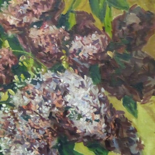 Stilleven met bloemen op tafel van Alfons Dessenis