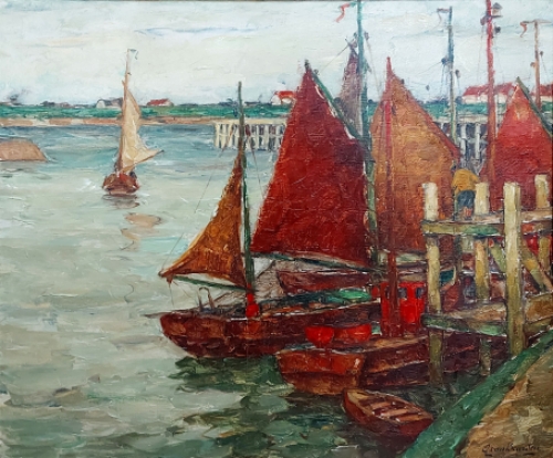 Boten in de haven van Alfons van Beurden