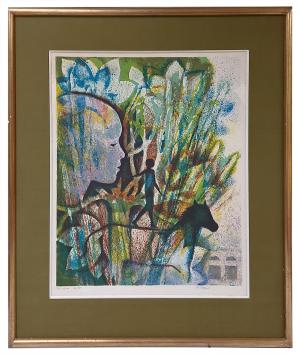 Grote litho van de Belgische kunstenaar André Goezu kopen
