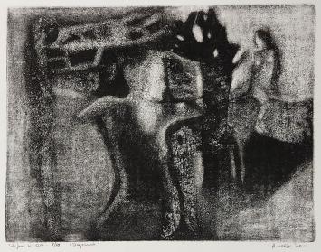 Genummerde ets van de Belgische etser A. Goezu