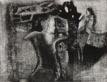 André Goezu met een ets uit 1970