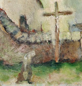 De Belgische kunstschilder Anto Diez met grafisch kunstwerk