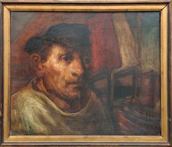 Olieverschilderij van Anto Diez, de visser