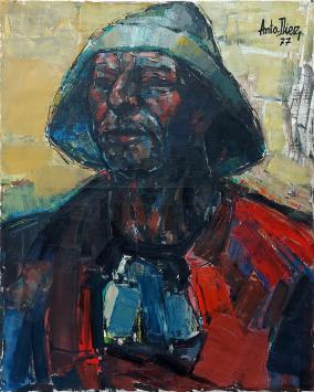 Groot olieverfschilderij van Anto Diez uit 1977