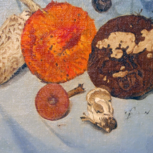 Antoon Luyckx  met een stilleven geschilderd in 1975