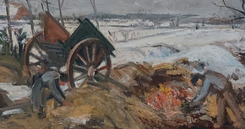 Antoon Marstboom met een schilderij