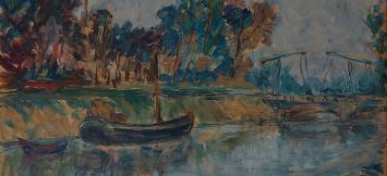 Kunstwerkje van A. Jamar, ophaalbrug rivier