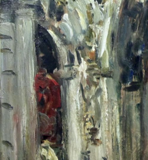 Schilderij van een interieur van een kerk door A. Jamar