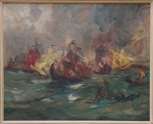 Een schilderij op canvas van de kunstschilder Armand Jamar