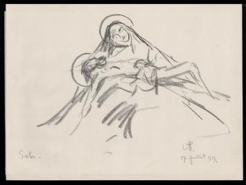 Pieta, religieuze tekening van de Belgische kunstschilder Armand Jamar