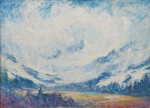 Een landschapsgezicht van de kunstschilder Armand Jamar