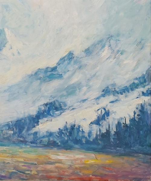 Schilderij van een woest landschap uit 1934