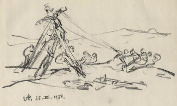 Houtskooltekening van de kunstenaar Armand Jamar