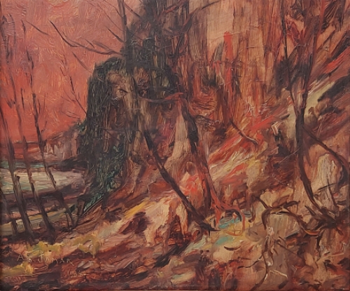 Schilderij van een woest landschap uit 1934
