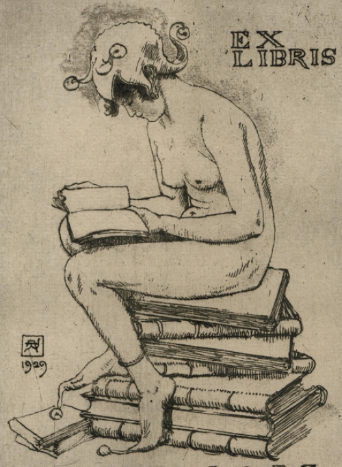 Armand Rassenfosse met een ets uit 1929