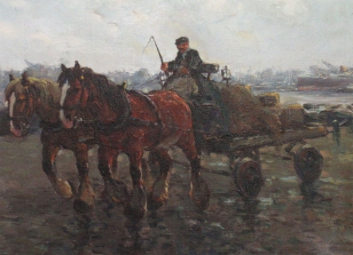 Paarden in de haven Arnout van Gilst