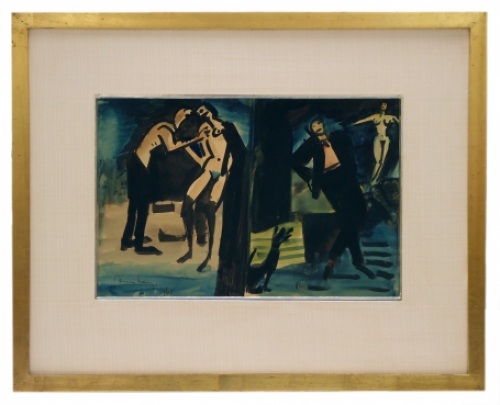 Aquarel van de Belgische schilder Charles Counhaye uit 1965