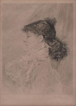 Auguste Danse met een ets, épreuve d\'rtiste