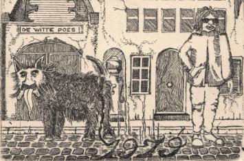 Eddy Ausloos met een grafisch kunstwerk