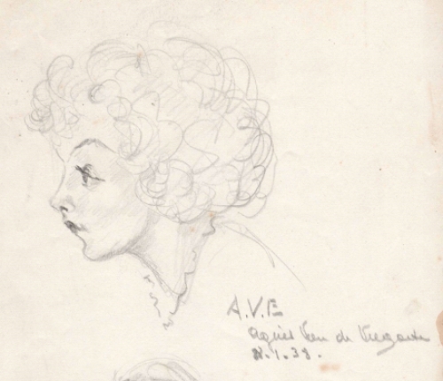 Tekening van de Belgische kunstenares Agnes Van De Veegaete