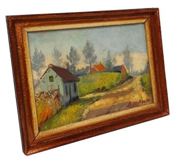 Bernard De Pooter met een schilderij uit 1944