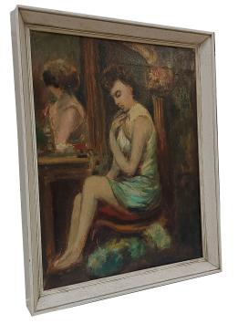 Bernard De Pooter met een schilderij uit 1964