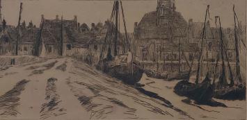 Kunstwerkje op papier van de Belgische etser Albert Baertsoen