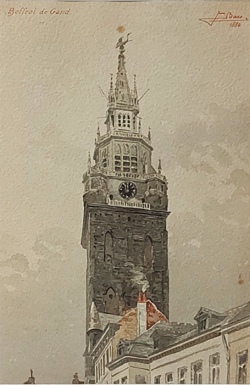 Waterverfschilderij van de Belgische kunstenaar Jean Baes